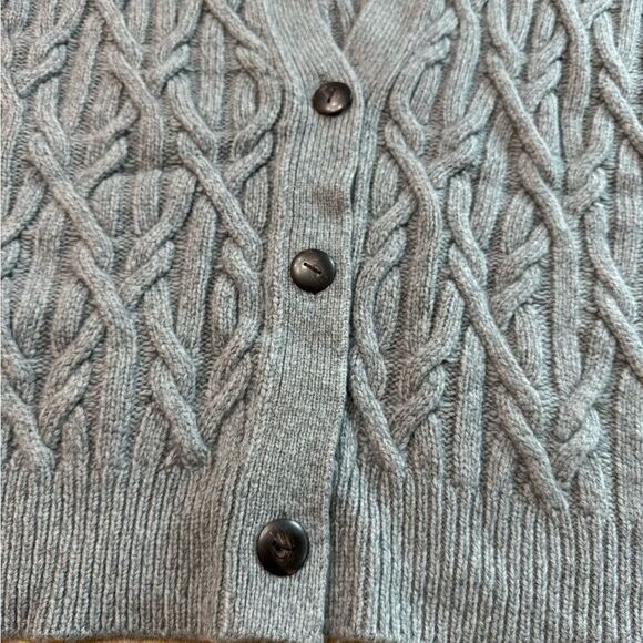 Vince Chunky Cable Knit Wool Cashmere Cardigan XL V-Neck Button Front Gray - Picture 11 of 14